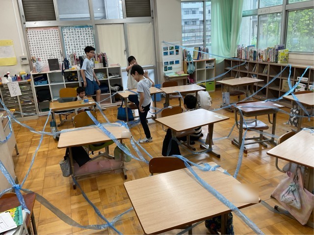 くもの巣を作った様子