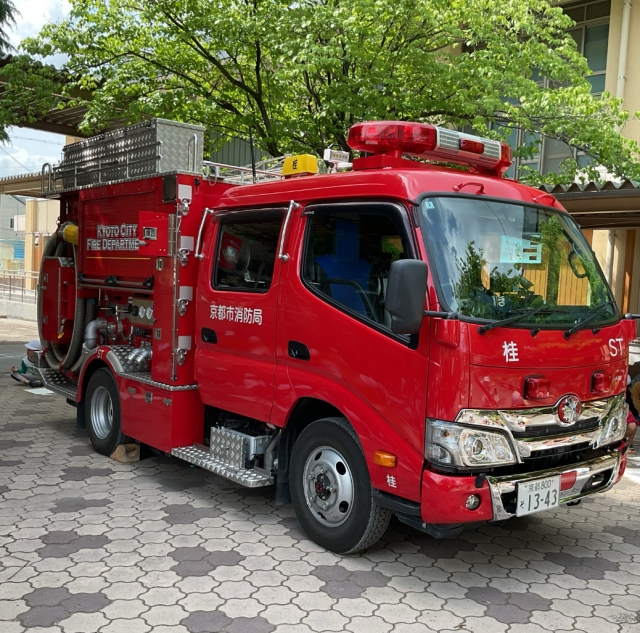 消防車の写生会