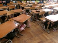 放送を聞いて素早く一時避難行動をとりました。