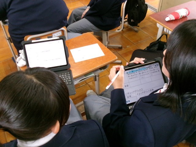 生徒が班別研修の班内の役割を考える様子