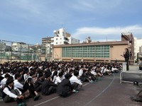 避難完了。校長より講評の様子